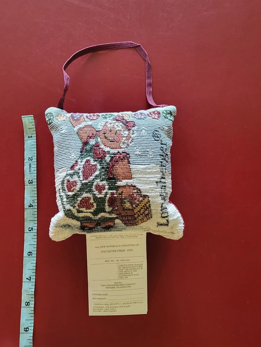 NEW Longaberger Christmas Gingerbread Girl Pillow Door Knob Hanger Plush